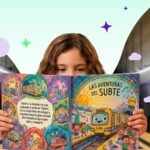 Niña leyendo un cuento infantil inspirado en el Subte de Buenos Aires