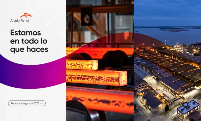Reporte Integrado 2025 de ArcelorMittal Acindar con imágenes de producción siderúrgica